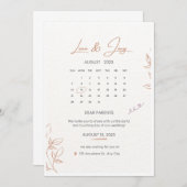 Wit en beige minimalistische kalender bruiloft uit kaart (Voorkant / Achterkant)