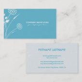 Wit en blauw Abstract Elegant Flower Sjabloon Visitekaartje (Voorkant / Achterkant)