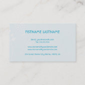 Wit en blauw Abstract Elegant Flower Sjabloon Visitekaartje (Achterkant)