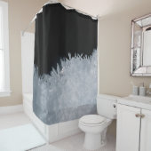 Wit en blauw abstract schilderij douchegordijn (In situ)