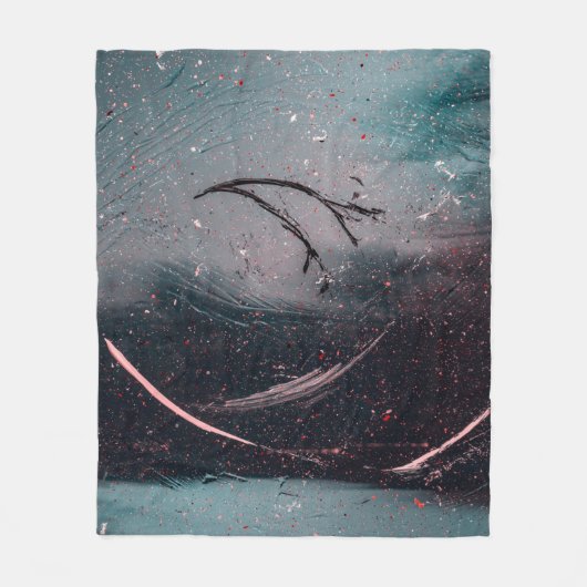 Wit en blauw abstract schilderij fleece deken (Voorkant)