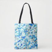 Wit en blauw Abstract Tote Bag (Voorkant)