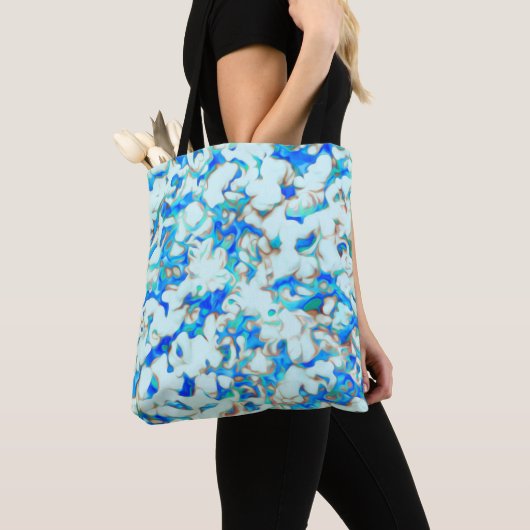 Wit en blauw Abstract Tote Bag (Dichtbij)