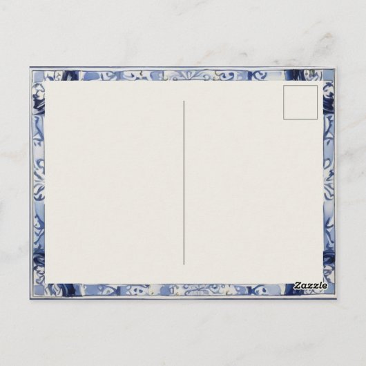 Wit en Blauw Amalfi Keramische Vaas Citroenen Ital Briefkaart (Achterkant)