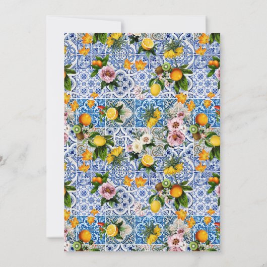 Wit en Blauw Amalfi Lemons Italië Baby shower Kaart (Achterkant)