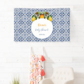 Wit en Blauw Amalfi Lemons Italië Baby shower Spandoek (Insitu)
