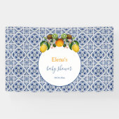 Wit en Blauw Amalfi Lemons Italië Baby shower Spandoek (Horizontaal)