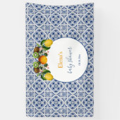 Wit en Blauw Amalfi Lemons Italië Baby shower Spandoek (Verticaal)