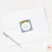 Wit en Blauw Amalfi Lemons Italië Baby shower Vierkante Sticker (Envelop)