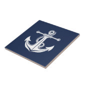 Wit en Blauw Anker Nautisch Strand Tegeltje (Zijkant)