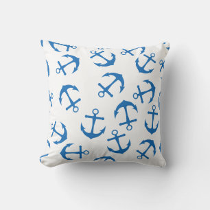 Wit en Blauw Ankerontwerp Kussen