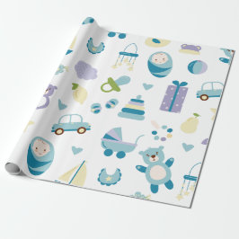 Wit en blauw Baby shower cadeau Cadeaupapier