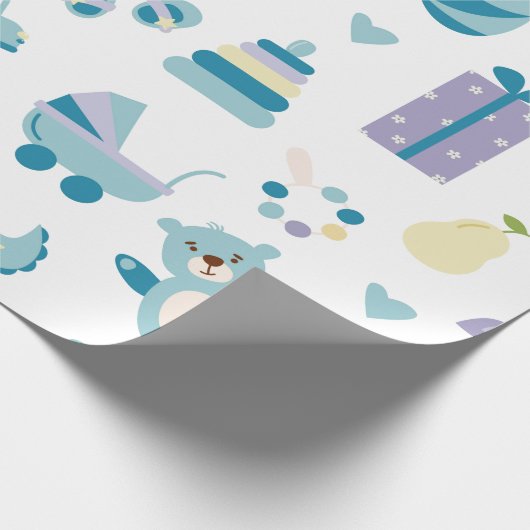 Wit en blauw Baby shower cadeau Cadeaupapier (Hoek)