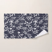 Wit en blauw bamboe blad patroon bad handdoek (Handdoek)
