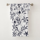 Wit en blauw bamboe roetenpatroon bad handdoek (Insitu)