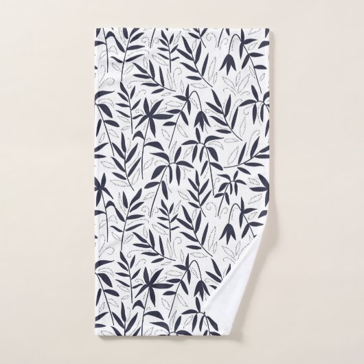 Wit en blauw bamboe roetenpatroon bad handdoek (Handdoek)