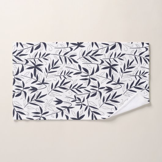 Wit en blauw bamboe roetenpatroon bad handdoek (Handdoek)