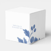 Wit en blauw | bloemenbruiloft bedankdoosjes (Achterkant)