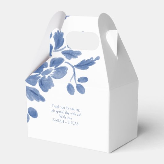 Wit en blauw | bloemenbruiloft bedankdoosjes (Achterkant)