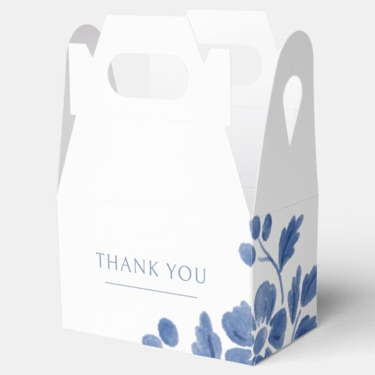 Wit en blauw | bloemenbruiloft bedankdoosjes (Geopend)