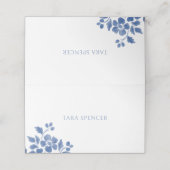 Wit en blauw | bloemenbruiloft plaatskaartje (Buitenkant ongevouwen)