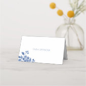 Wit en blauw | bloemenbruiloft plaatskaartje (Achterkant)