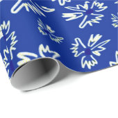 wit en blauw bloemmotief cadeaupapier (Rol Hoek)