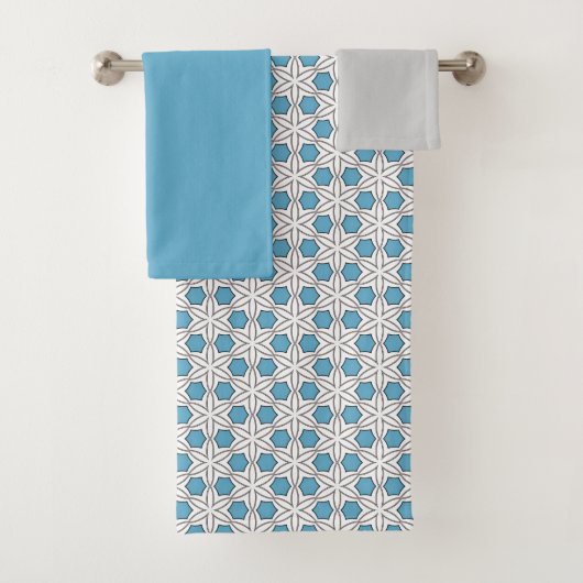 Wit en blauw bloemmozaïek bad handdoek (Insitu)