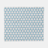 Wit en blauw bloemmozaïek fleece deken (Voorkant (Horizontaal))