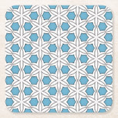 Wit en blauw bloemmozaïek kartonnen onderzetters (Voorkant)