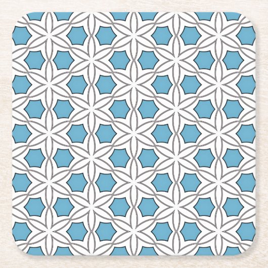 Wit en blauw bloemmozaïek kartonnen onderzetters (Voorkant)