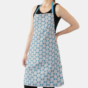 Wit en blauw bloemmozaïek schort
