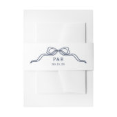 Wit en Blauw | Chic Coquette Strik met Monogram Uitnodigingen Wikkel (Voorkant Voorbeeld)