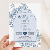 Wit en Blauw Chinoiserie Verjaardagsfeest Kaart