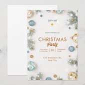 Wit en Blauw Classy Kerstmis Kaart (Voorkant / Achterkant)