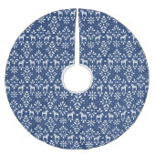 Wit en Blauw Dala Paard Scandinavische Patroon Kerstboom Rok (Voorkant)