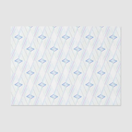 Wit En Blauw Diamant Abstract Elegant Patroon Tissuepapier (Voorkant)