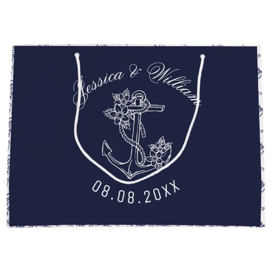 Wit en blauw draagvlak Anchors Weddenschap Design Groot Cadeauzakje (Voorkant)