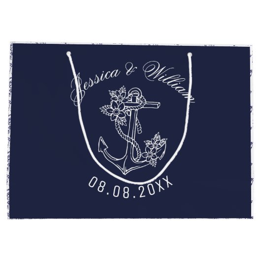 Wit en blauw draagvlak Anchors Weddenschap Design Groot Cadeauzakje (Achterkant)