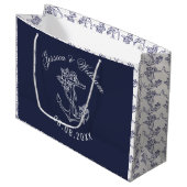 Wit en blauw draagvlak Anchors Weddenschap Design Groot Cadeauzakje (Voorkant Gekanteld)