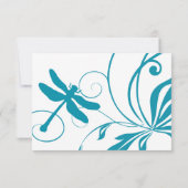 Wit en blauw dragonfly bruiloft RSVP Kaartje (Achterkant)