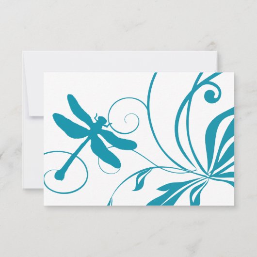 Wit en blauw dragonfly bruiloft RSVP Kaartje (Achterkant)