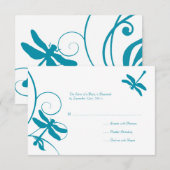 Wit en blauw dragonfly bruiloft RSVP Kaartje (Voorkant / Achterkant)
