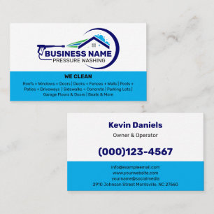 Wit en Blauw Drukwas Services Visitekaartje