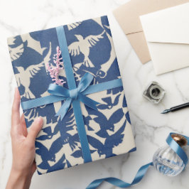 wit en blauw duiven patroon Verpakkingspapier Cadeaupapier