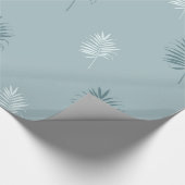 wit en blauw en bladeren cadeaupapier (Hoek)