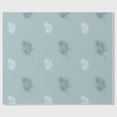 wit en blauw en bladeren cadeaupapier (Vlak)