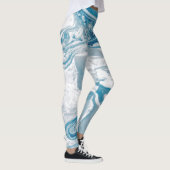 Wit en blauw Faux Marble Modern Leggings (Rechts)