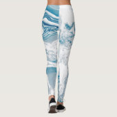 Wit en blauw Faux Marble Modern Leggings (Achterkant)