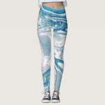 Wit en blauw Faux Marble Modern Leggings<br><div class="desc">Moderne en unieke leggings met faux blauw en wit marmeren print. Andere kleuren zijn beschikbaar.</div>